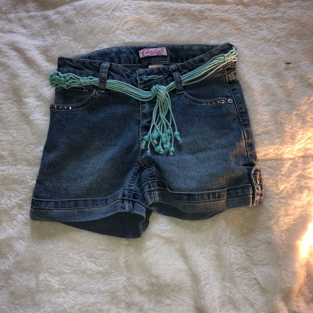 Cute Girl Shorts with Design Belt and Back Pockets